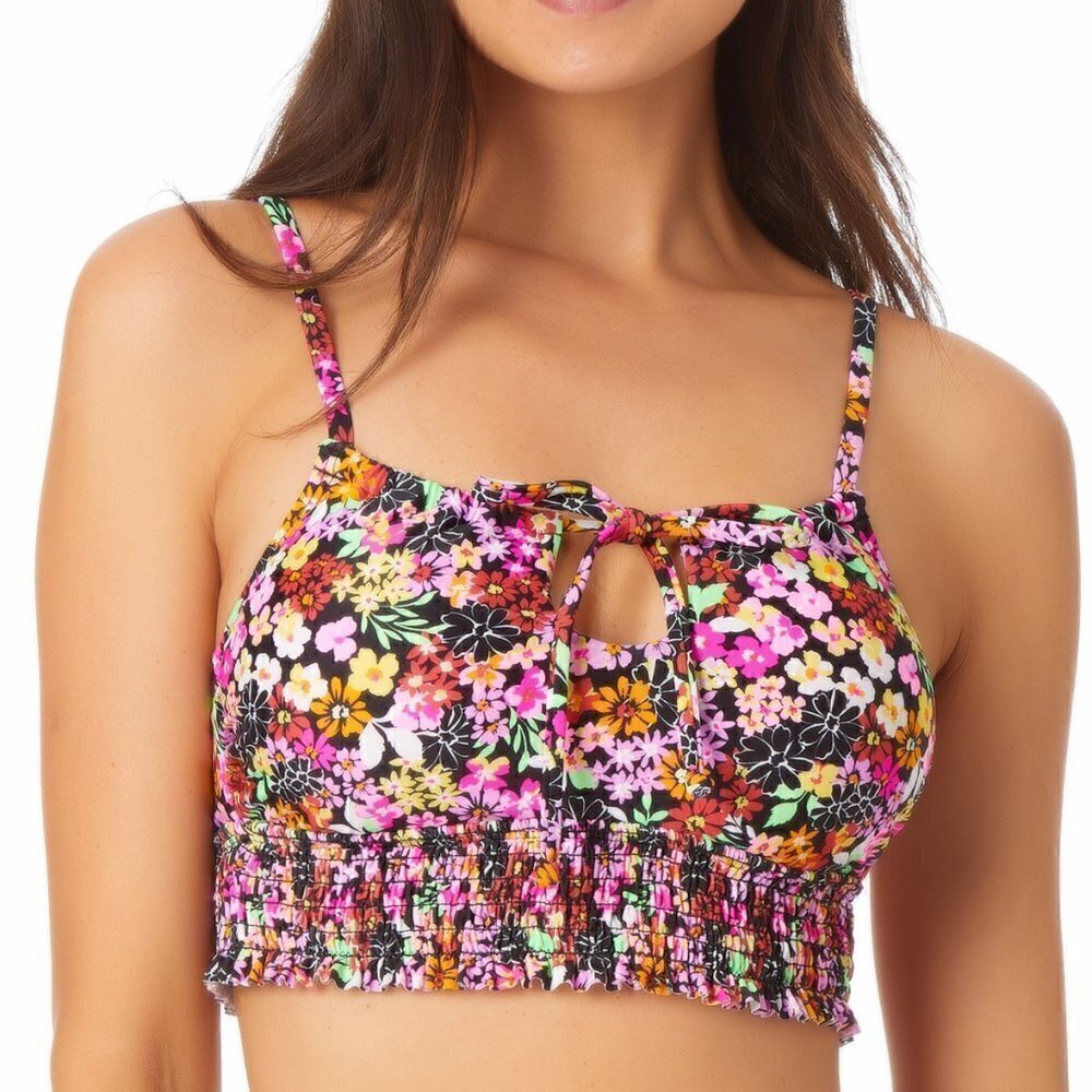 California Waves Juniors' Printed Longline Bikini Top